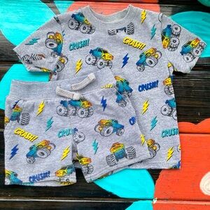 Garanimals Monster Truck 2 piece Short Sleeve tee and Shorts set 18 months
